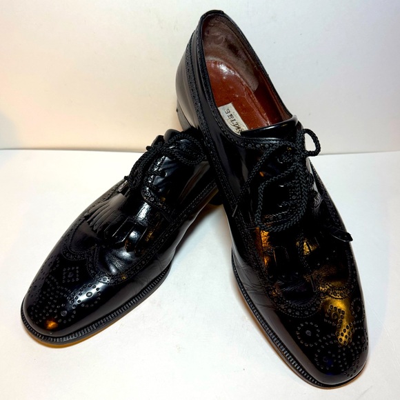 Men\'s Black Leather Dress Shoes Beltrami By Fratelli Rosetti Size 10 Vintage